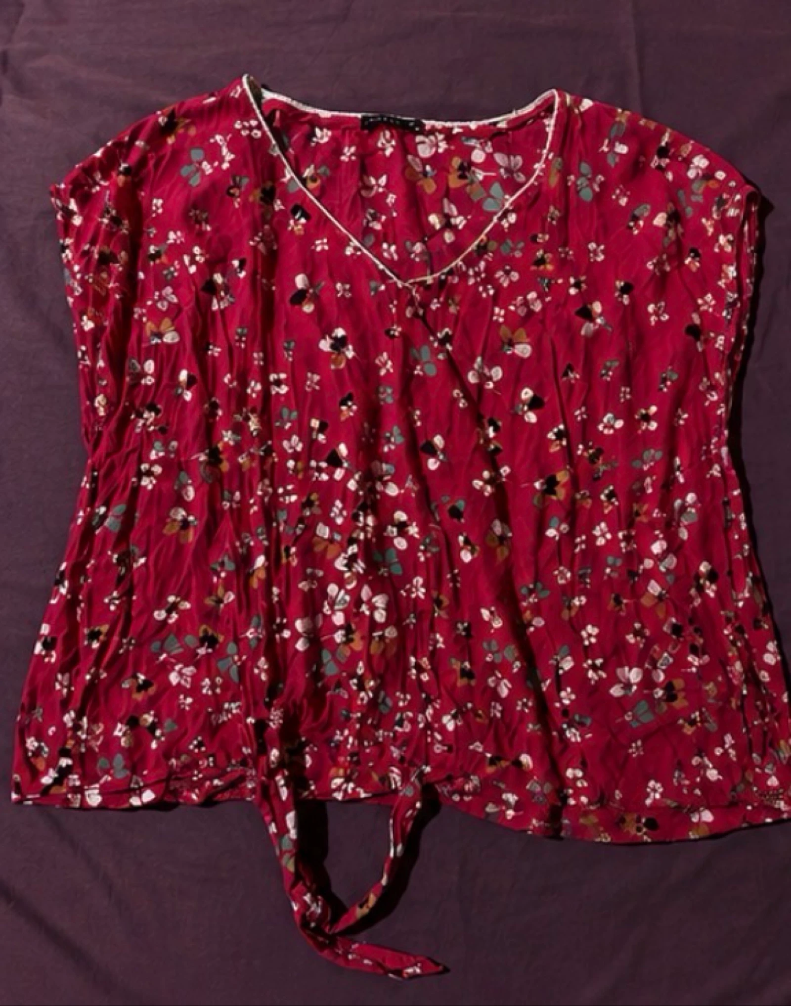 Blusa con flores Bréal rosa fuccia para atar – Talla M – photo 2